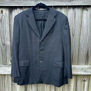 Isaia charcoal gray and white pinstripe blazer suit jacket, size 52 IT (41R)